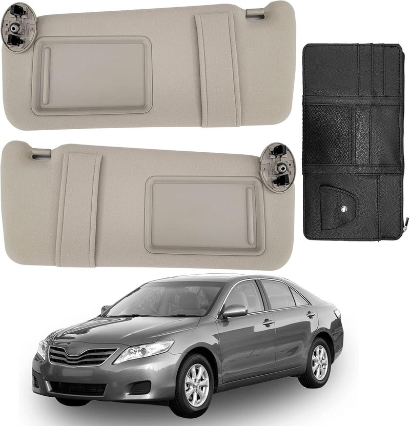 Dimeani fit for Toyota Camry Sun Visor Replacement, fit for 2007 2008 2009 2010 2011 Toyota Camry and Hybrid Without Light, Driver&Passenger Side, 74320-06780-E0 74310-06750-E0(2PCS-Beige) - Image 1